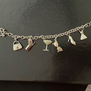 Lia Sophia Party Girl Vintage Silver Charm Bracelet with Multicolor Accents